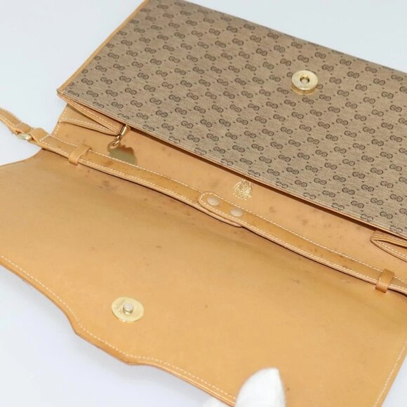 GUCCI Micro GG Supreme Shoulder Bag PVC Beige Gold Auth - Picture 8 of 16